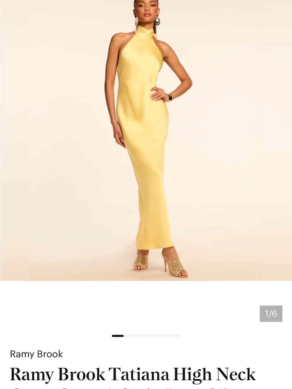 Ramy Brook Tatiana High Neck Yellow Maxi Dress color BRLEM